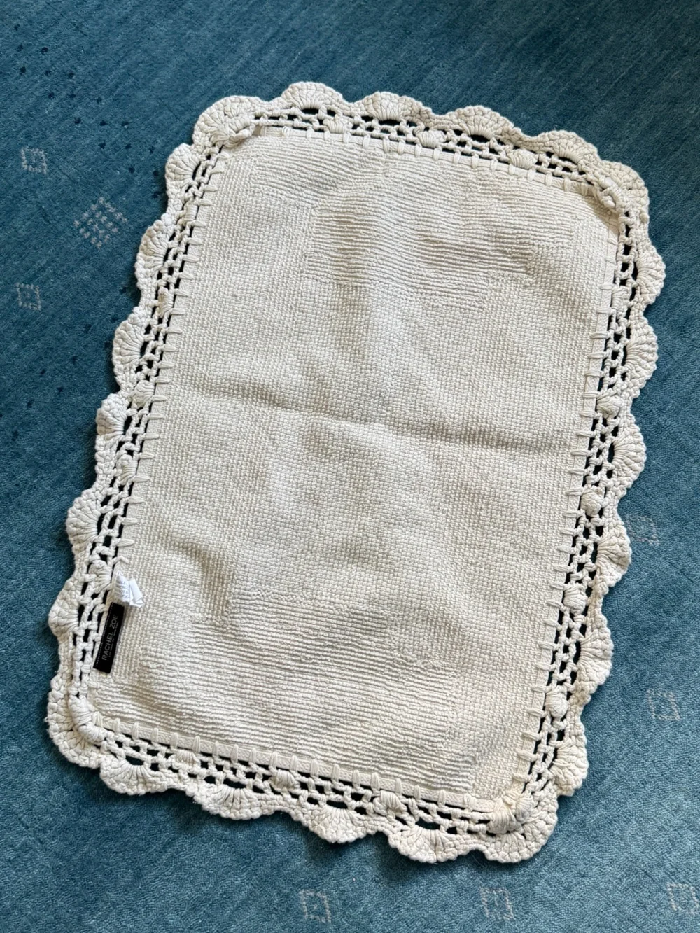 Cream Rug with Crochet Edge